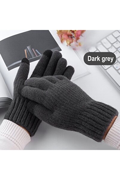 Optim Solution Winter Gloves, Tactile, Warm, Touchscreen, 22cm, Alpaca Wool, Elastic Cuff, Dark Gray