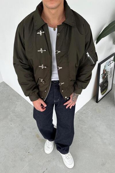HAFKAGİYİM Khaki Retro Design Bomber Jacket
