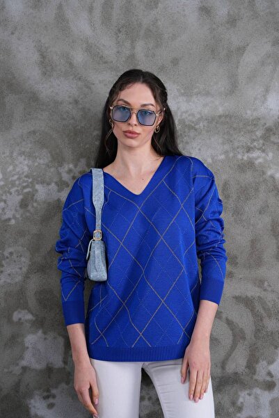 AGORATEKSTİL Pulover tricotat cu decolteu în V pentru femei