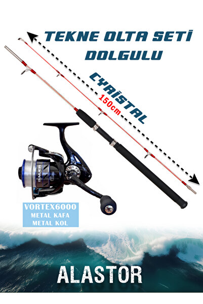 ALASTOR Cyristal 150 Tekne Olta Seti Olta Kamışı Vortex6000 Olta Makinesi 2'L...