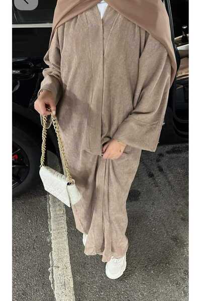 beranka قصة فضفاضة كارديجان طويل وسترة وقبعة وفيراش وعباءة مع أزرار إسلامية