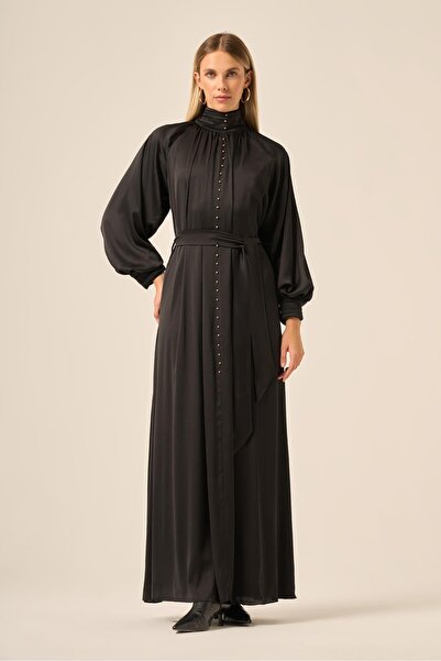 FTZ WOMEN Kadın İpek Saten Elbise Siyah 31208