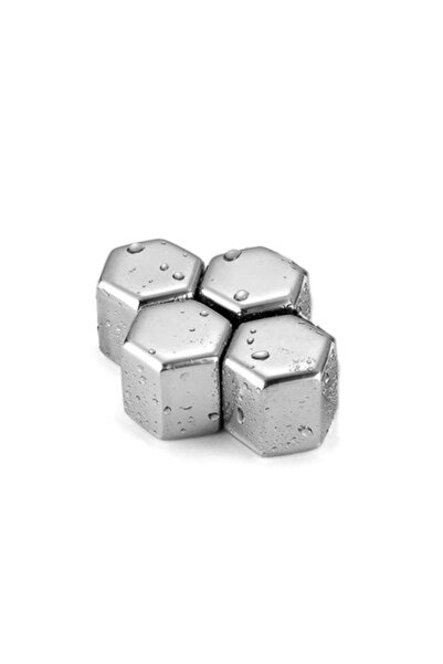 Doty Set 4 cuburi de răcire hexagonale din oțel inoxidabil pentru băuturi, reutilizabile,