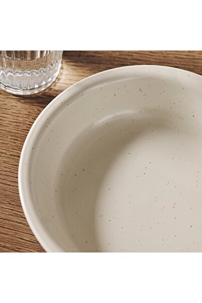 IKEA DAGGASTER Deep plate, dotted/light beige, 19 cm