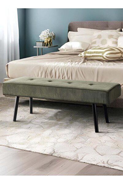 ESMART 120cm Modern Design Velvet Upholstered Ottoman Bench - End of Bed Bench, Shoe Changing Seat, Green