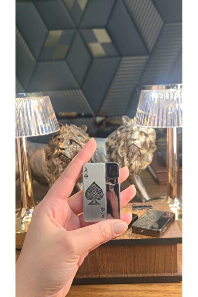 Emba Çakmak Şık Tasarım Metal Maça As Figürlü Pürmüz Çakmak