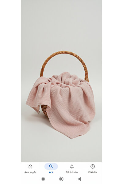 SARE NEHİR Yavruağzı renkli 4 katlı metrelik pamuk müslin kumaş