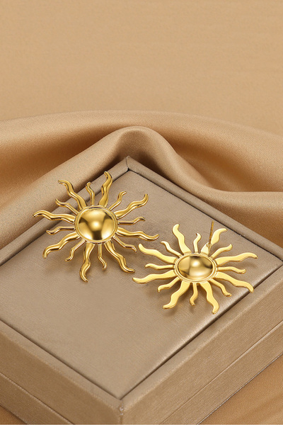 The Collection Güneş Işıltısı Tasarımlı Gold Güneş Küpe