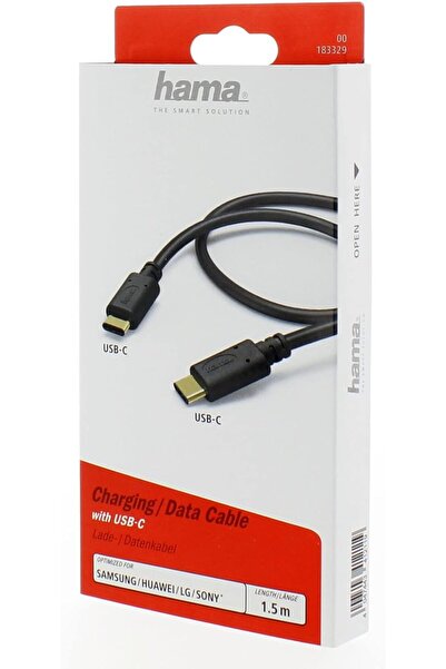 Hama 183329 كابل شحن ونقل بيانات من USB Type-C إلى USB Type-C، بطول 1.5 متر