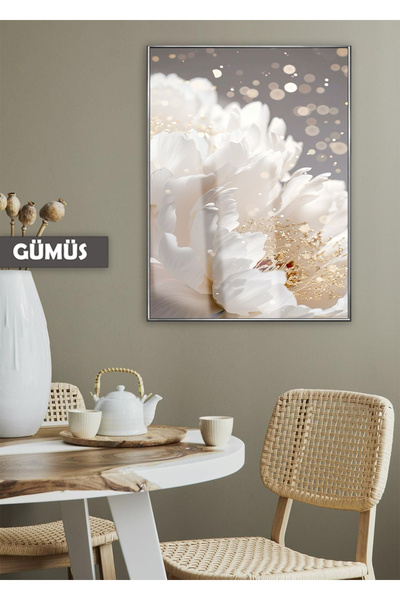 Harika bir ev | BEYAZ GARDENYA ÇİÇEK MODELİ | ÇERÇEVELİ TEMPERLİ CAM TABLO TE...