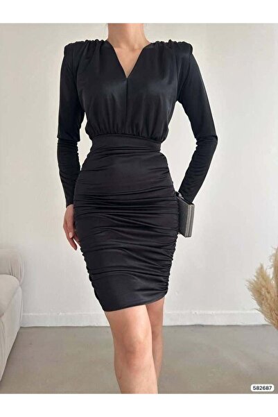 Modafeminen Rochie de seară din țesătură satinată, cu detaliu mare pe umăr, 5...
