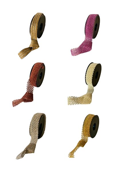 EL İŞİ DİY CRAFT Silver Glitter Jute Straw Patterned Lace Ribbon 2 cm X 10 Meters Handcrafted Packaging Decoration Ribbon Bow