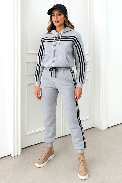 FashionForYou Trening cu gluga VELORA, vatuit, bluza cu fermoar si pantaloni,...