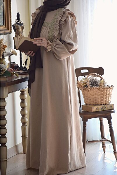 EMİNOS BUTİK Organik Müslin Prenses Elbise