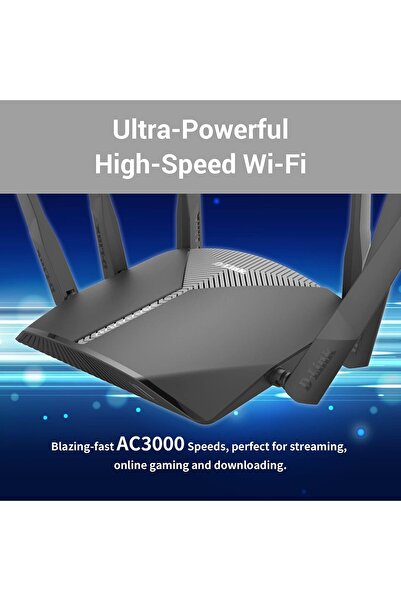 D-Link جهاز توجيه واي فاي AC3000 شبكي ذكي للتحكم الصوتي في شبكة الإنترنت، وألعاب جيجابت ثلاثية النطاق MU-MIMO