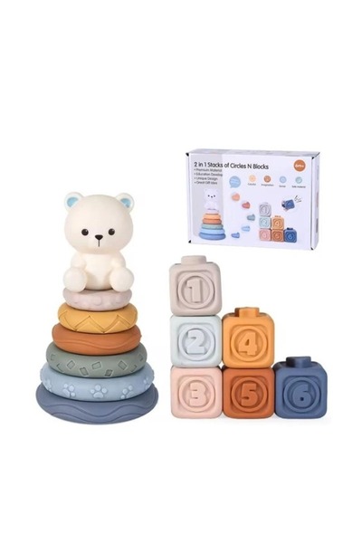 OEM Jucărie 2 în 1 cu blocuri moi și stivuibile, urs polar
