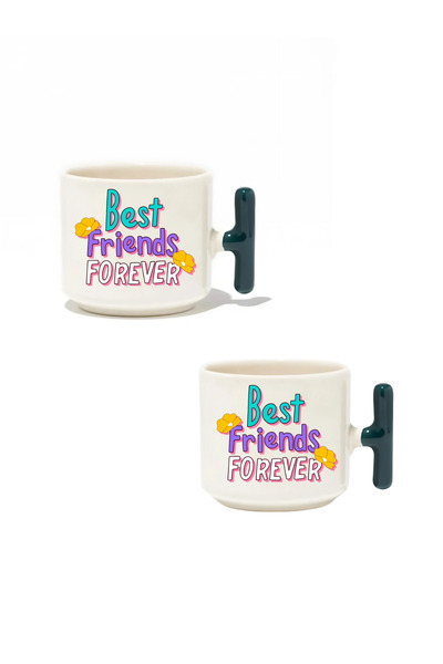 baskigo.com أفضل الأصدقاء للأبد - طقم من كوبين للاتيه - هدية من السيراميك