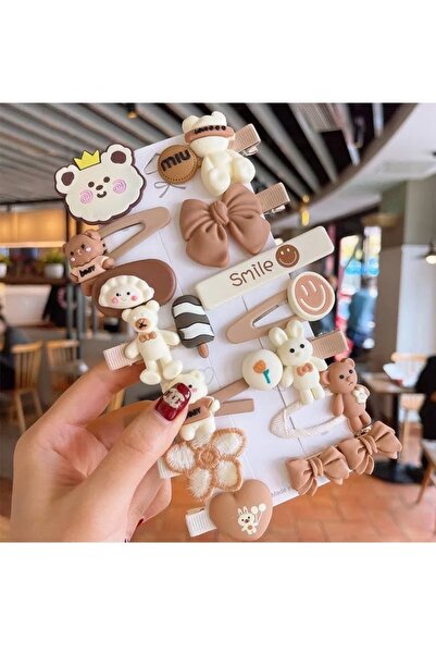 ELAS HOME Girl's Brown Cream Mix 14-Piece Buckle Set