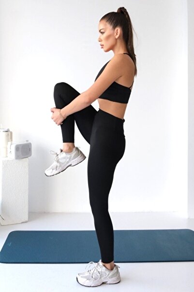 FashionForYou RYGA fitness set, top and leggings with shaping band, Black