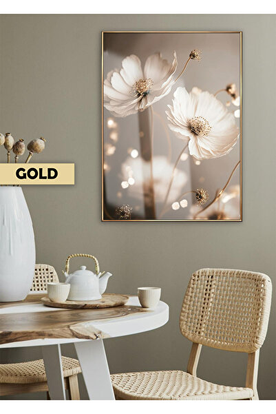 Harikabirev | MANOLYA ÇİÇEK MODELİ | ÇERÇEVELİ TEMPERLİ CAM TABLO TEKLİ DİKEY