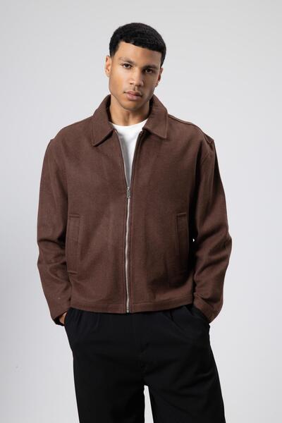 VAMOSCLO oversized Μπουφάν με φερμουάρ Καφέ