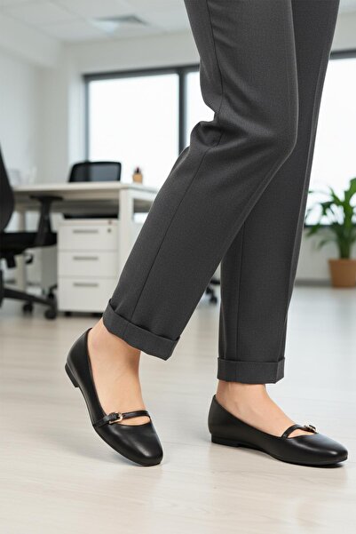 AYAKMOD 312456 Z Balerini pentru femei din piele neagră