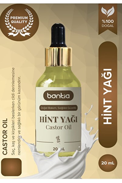 Bontia Bitkisel Hint Yağı 20ml Soğuk Sıkım %100 Doğal Saf & Organik - Saç Cil...