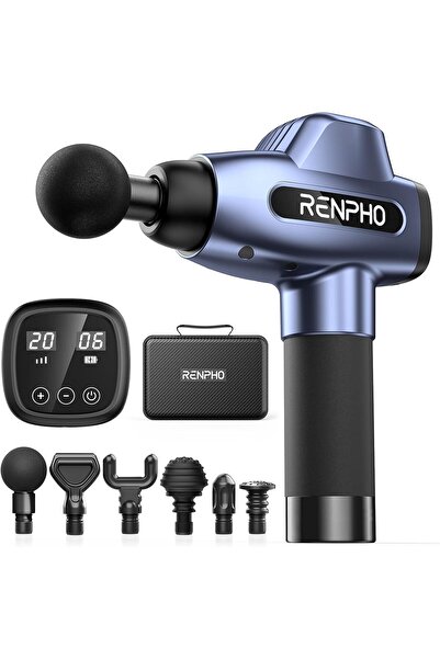 RENPHO مسدس تدليك العضلات، جهاز تدليك الأنسجة العميقة للرياضيين، مسدس رسائل بشاشة لمس LCD (أزرق)