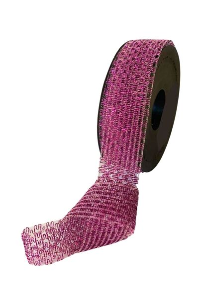 EL İŞİ DİY CRAFT شريط دانتيل منقوش بنمط قش الجوت اللامع الوردي 2 سم × 10 متر،...