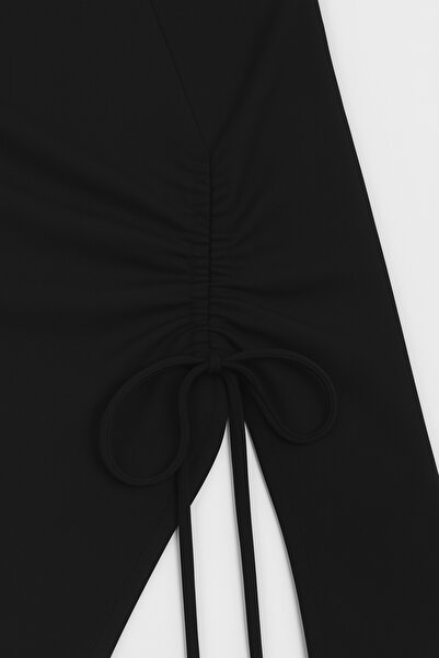 Imoda Γυναικεία μαύρη μακρυμάνικη ισπανική μπλούζα με ασύμμετρο γιακά με δραπέτες στο πλάι