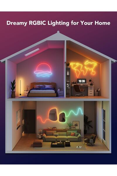 Govee Neon Lights, RGBIC Neon Rope Light 2 Works with Matter, Alexa, Google Assistant, Custom DIY Ne