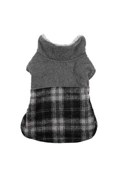 OEM Jachetă de lână în carouri gri și negru pentru animale de companie