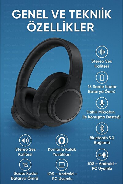 Zineets Kablosuz Şarjlı Bluetooth Klavye Mouse Touchpadli Seti Ve Bluetooth Kulaklık