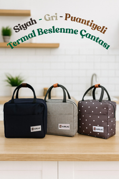 SürLaz 3 Piece Thermal Lunch Box Set, Economical Set, School-Office-Camping-P...