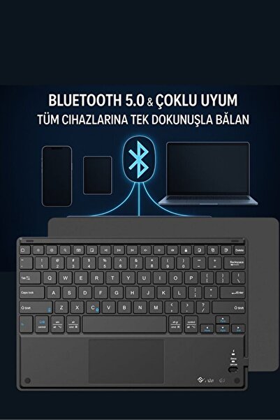 Zineets Kablosuz Şarjlı Bluetooth Klavye Mouse Touchpadli Seti Ve Bluetooth Kulaklık