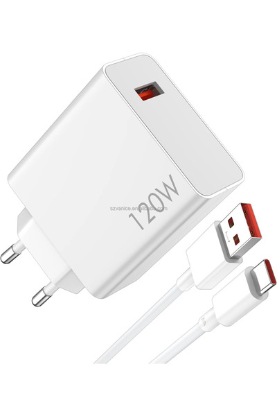 Generic Shopi 120W Quick Charger with 6A Type-C Cable for Xiaomi 11 Ultra, Mi 12X, Redmi Note 11,