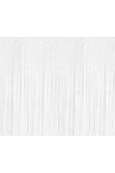 MARKQ White Foil Fringe Curtain 1x2m Metallic Tinsel Party Backdrop for Birthday, Wedding, Eid [Pack of 1]