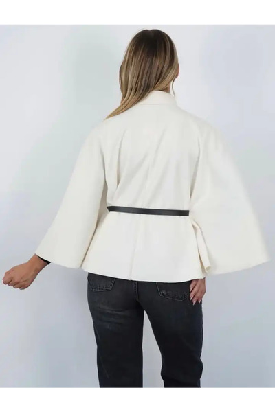 cemo Pelerin Panço Kaban İnce Kaşe Kemer Hediyeli Gold Düğmeli