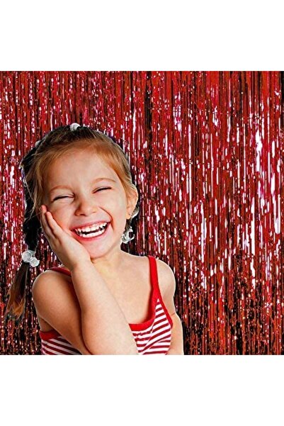 MARKQ Red Foil Fringe Curtain 1×2m Metallic Tinsel Party Backdrop for Birthday, Wedding, Baby Shower [2]