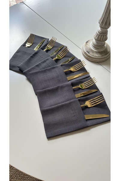 Decamor home 6 Pcs Linen Textured Smoked Gray Spoon Rest 10 X 24 cm