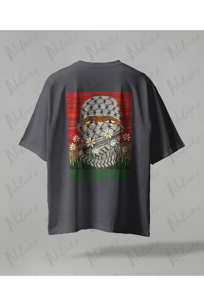 Nulivez تي شيرت بتصميم فلسطين مطبوع على الظهر عالي الجودة للجنسين