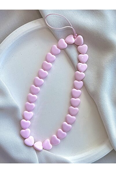 MİRAZ TASARIM PEMBE KALPLİ TELEFON CHARMI TELEFON İPİ BİLEKLİK ASKI