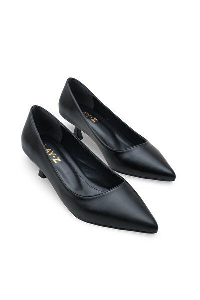 Women Lay-z Women's Stiletto Black Pointed Toe Thin Heel 4 cm Elegant Stylish Heeled Shoes Modern Classic Design