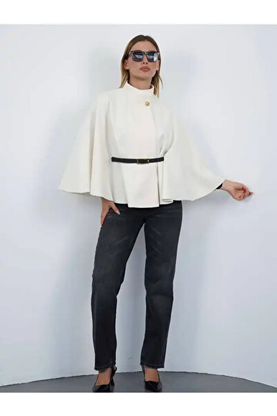 cemo Pelerin Panço Kaban İnce Kaşe Kemer Hediyeli Gold Düğmeli