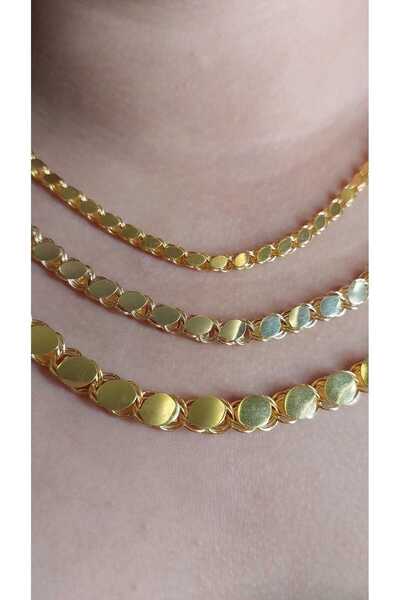 Cemal Demircioğlu Pullu Halep 14 Ayar Altın Kalın 6mm 65cm Kadın Erkek Zincir Kolye