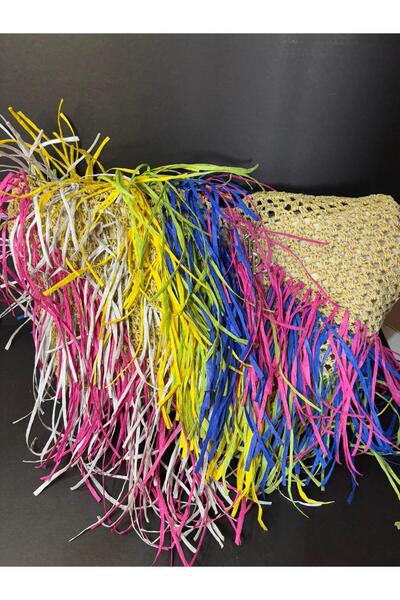 Ana&Kuzusu İplik حقيبة كتف متعددة الألوان مصنوعة يدويًا من خيوط الورق