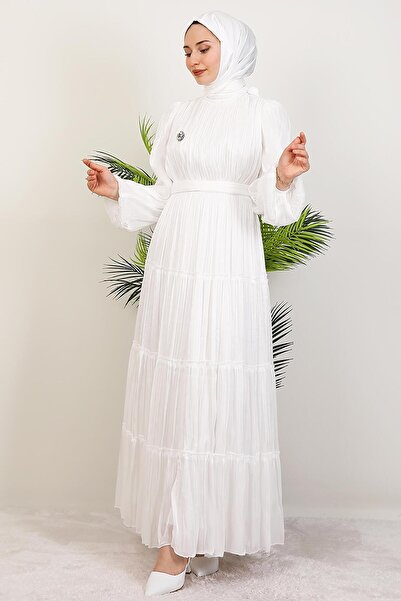 giz astore Aydeniz Broş Abiye Beyaz