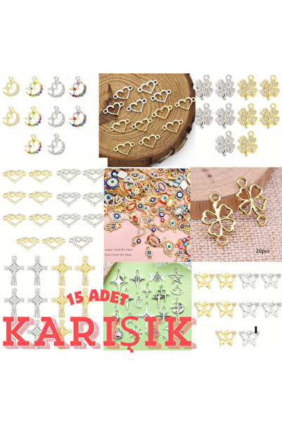Feron Aksesuar Karışık Charm Takı Ucu Seti – Kolye, Bileklik, Küpe