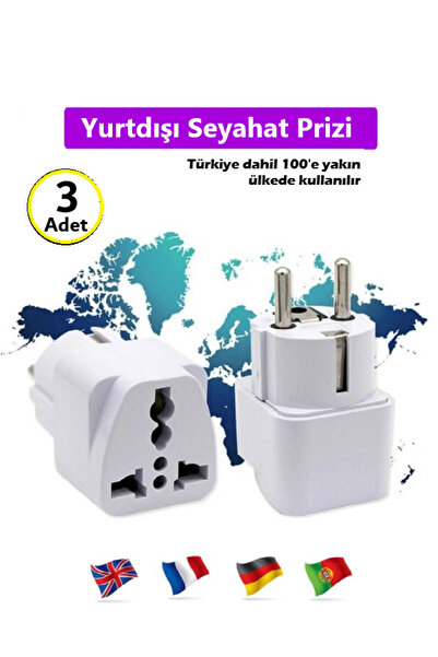 Vwin Seyahat Prizi Yurtdışı Prizi Universal Seyahat Adaptörü Priz Çevirici Priz Dönüştürücü (3 ADET)