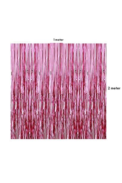 MARKQ Pink Foil Fringe Curtain 1x2m Metallic Tinsel Party Backdrop for Birthday, Wedding, Eid [Pack of 1]